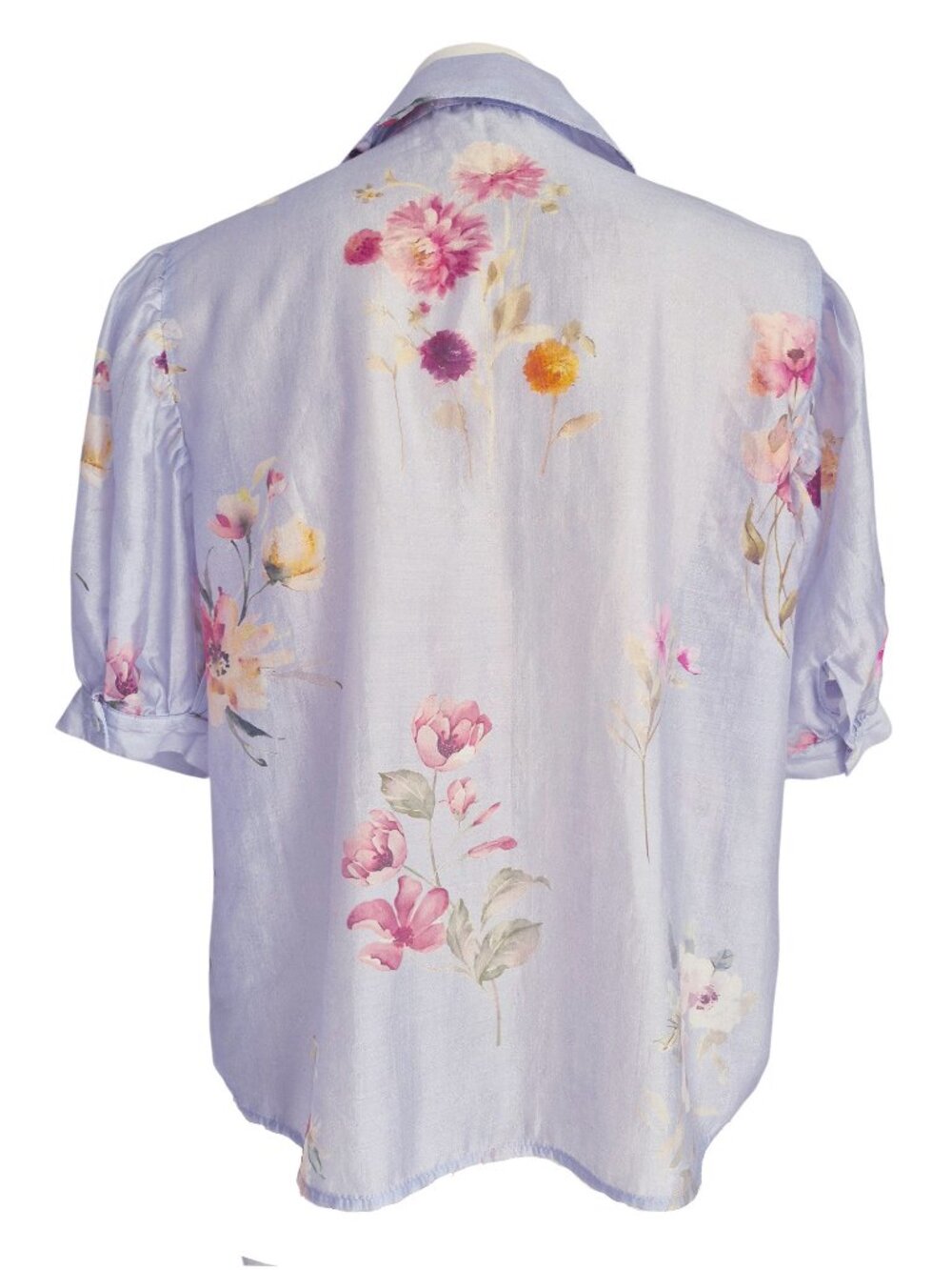 Lucky & Coco Lightweight Puff Sleeve Loose fit Floral Semi Sheer Blouse S - Picture 4 of 15